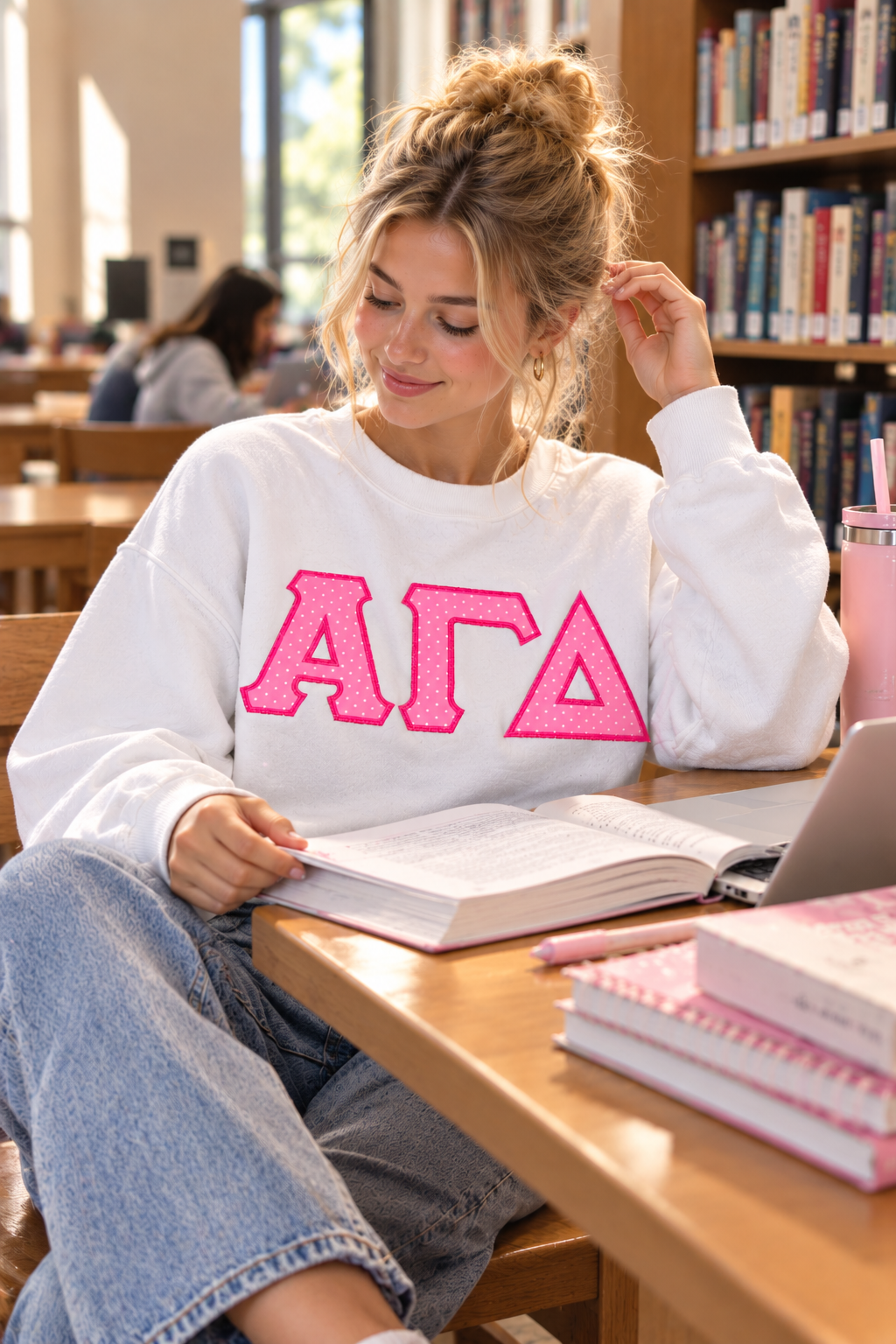 Alpha Gamma Delta Stitched Letter Shirt – ΑΓΔ Polka Dot Appliqué Tee, Sweatshirt or Hoodie