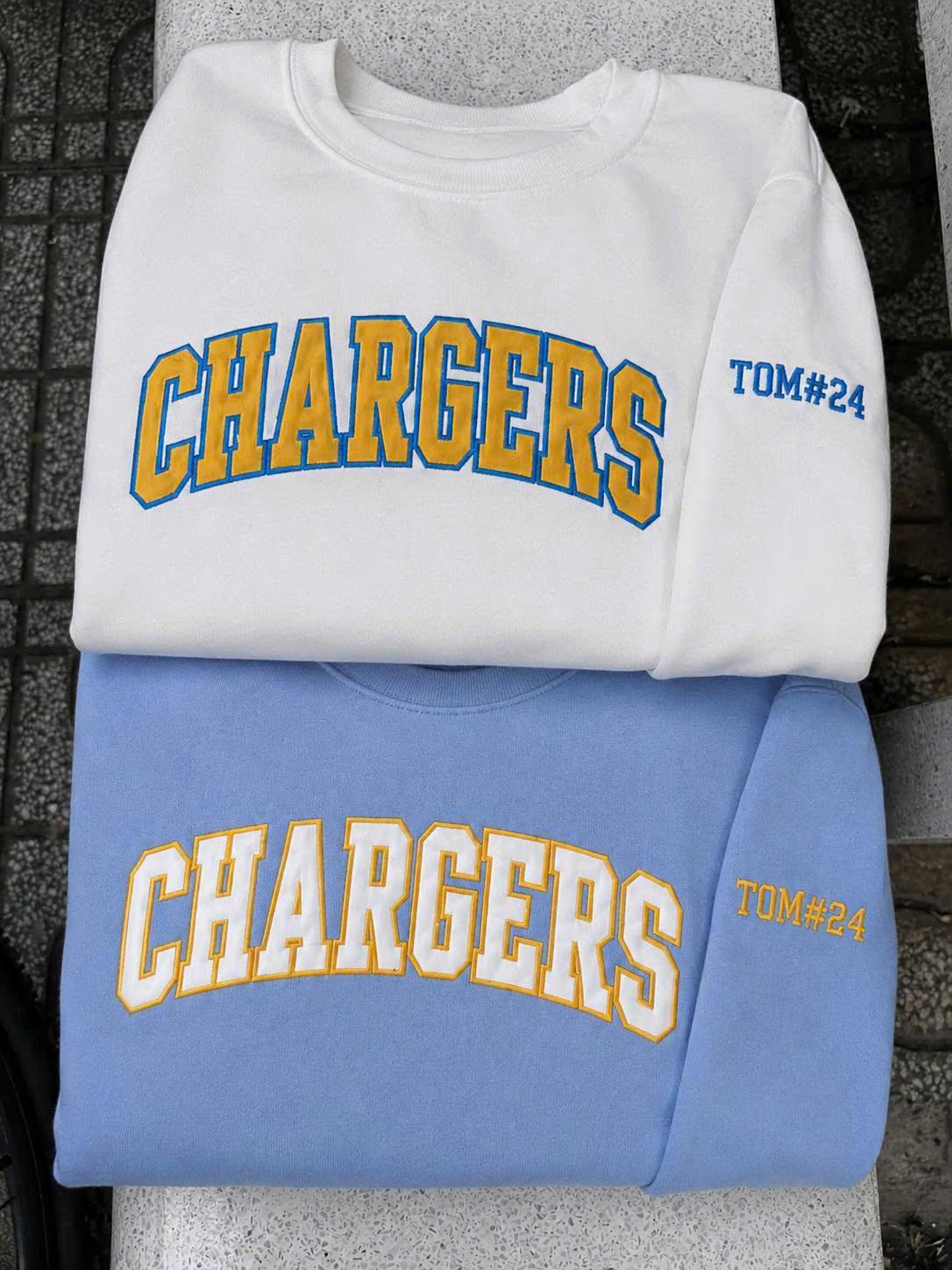 Personalized Game Day Sweatshirt, Custom Football Team Crewneck, Sleeve Number Embroidered Sweater, Sports Mom Senior Night Gift