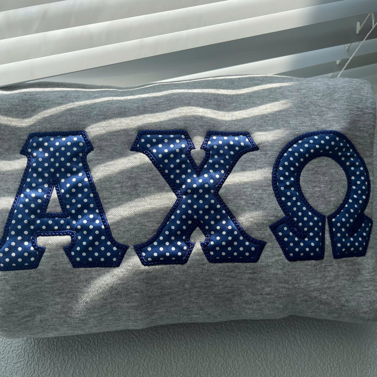 Alpha Chi Omega Stitched Letter Shirt – AXΩ Polka Dot Appliqué Tee, Sweatshirt or Hoodie