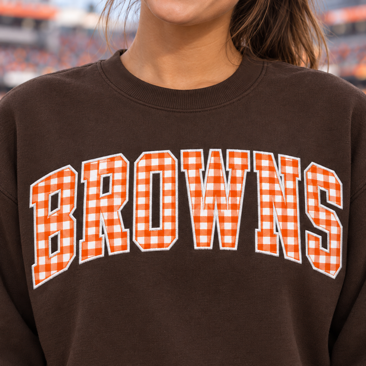 Custom Embroidered Gingham Football Sweatshirt, Personalized Football Boyfriend Crewneck, Varsity Game Day Gift for Him, Tailgate Weekend