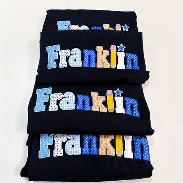 Embroidered Teacher Shirt, Custom Patchwork Applique Name Tee, Back To School T Shirt, Personalized Classroom Teacher Gift