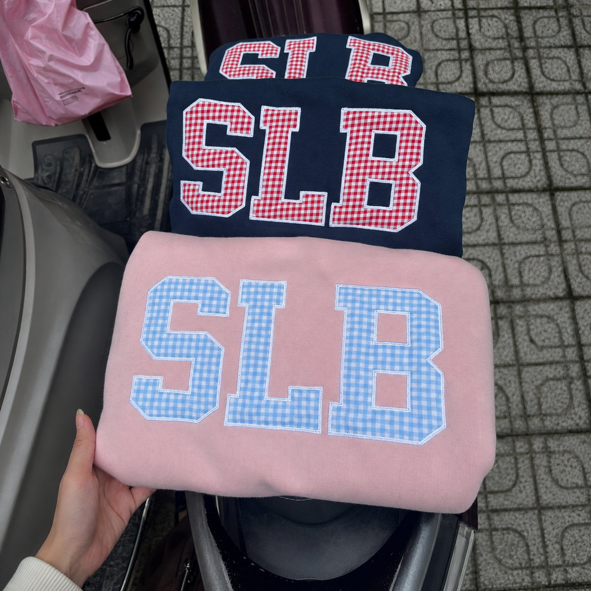 Gingham Initial Sweatshirt, Custom Monogram Crewneck, Personalized Varsity Letter Pullover, Sorority Style Dorm Gift
