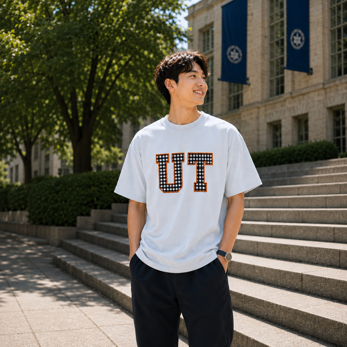 Personalized Campus Style Shirt, Custom Varsity Applique Tee, Embroidered Collegiate Inspired, Preppy Apparel Boutique, Gift Merch for Women