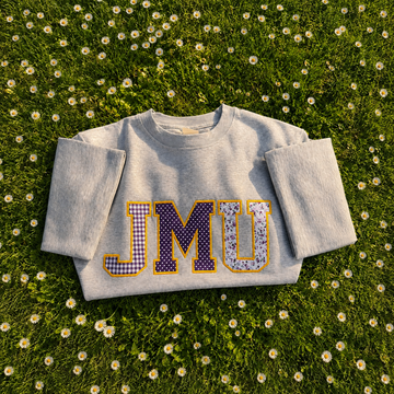 Custom Varsity Patchwork T Shirt, Personalized Applique Embroidered Tee, Purple College Style Top, Campus Gift Shirt for Her