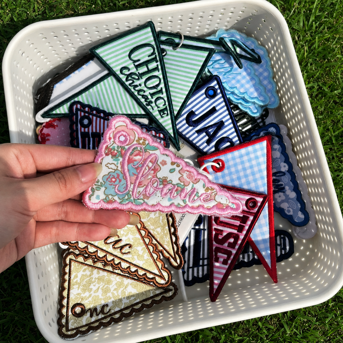 Custom Embroidered Pennant Flag Keychain, Personalized School Spirit Bag Tag, Game Day Backpack Charm, Team Name Gift, Spirit Merch Gift