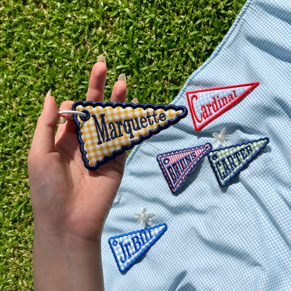 Personalized Embroidered Game Day Bag Tag, Custom Embroidered Team Name Tag, Game Day Backpack Keychain, Sports Bag Gift