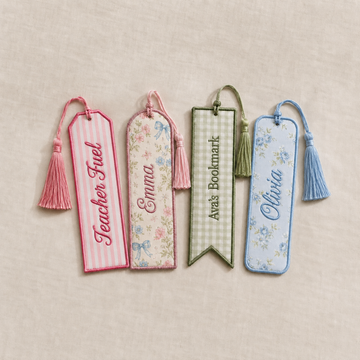 Custom Floral Fabric Bookmark with Tassel, Embroidered Name Page Marker, Handmade Reader Keepsake for Book Club Gift