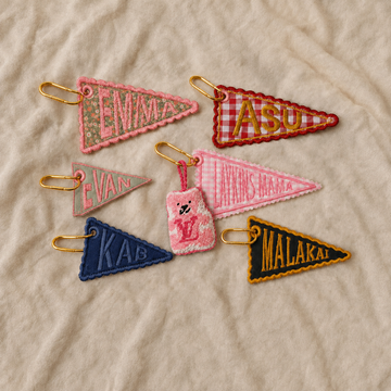 Custom Flag Bag Charm, Personalized Tote Bag Charm, Embroidered School Bag Charm, Pennant Keychain, Bag Charm Gift, Custom Name Tag