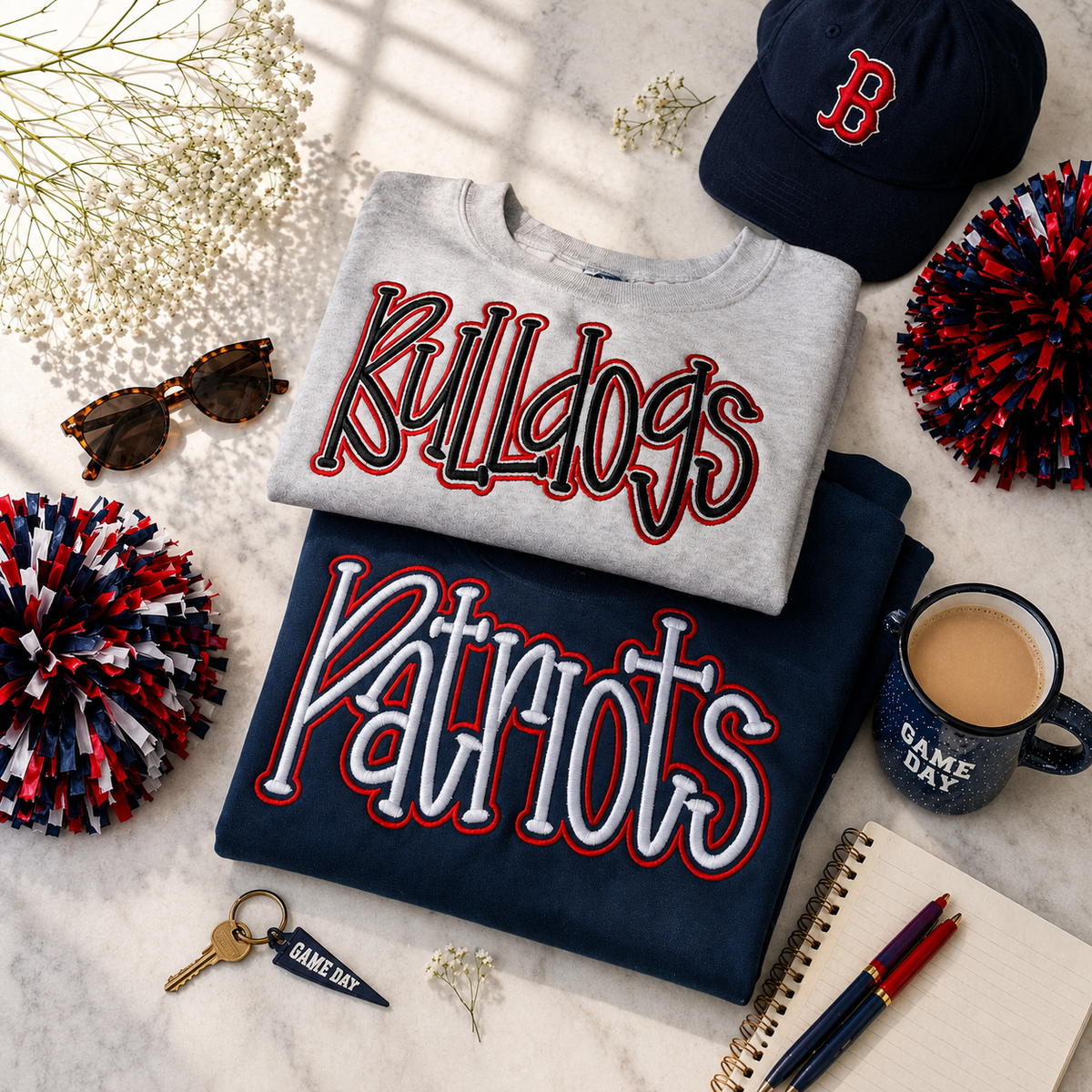 Custom Team Name Embroidered Sweatshirt, Script Chenille Crewneck, Sport Team Apparel, Personalized School Merch, Custom Mascot Shirt