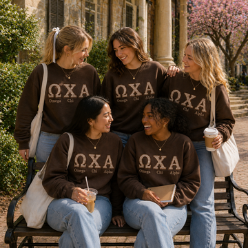 Custom Team Greek Letter Embroidered Sweatshirt,Personalized Gingham Applique Crewneck, Neutral Varsity College Pullover,Sorority Merch Gift