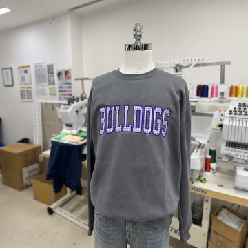 Custom Varsity Team Sweatshirt, Personalized Gingham Applique Crewneck, Mascot Name College Pullover, Boutique Preppy Gift Top, Stylish Wear