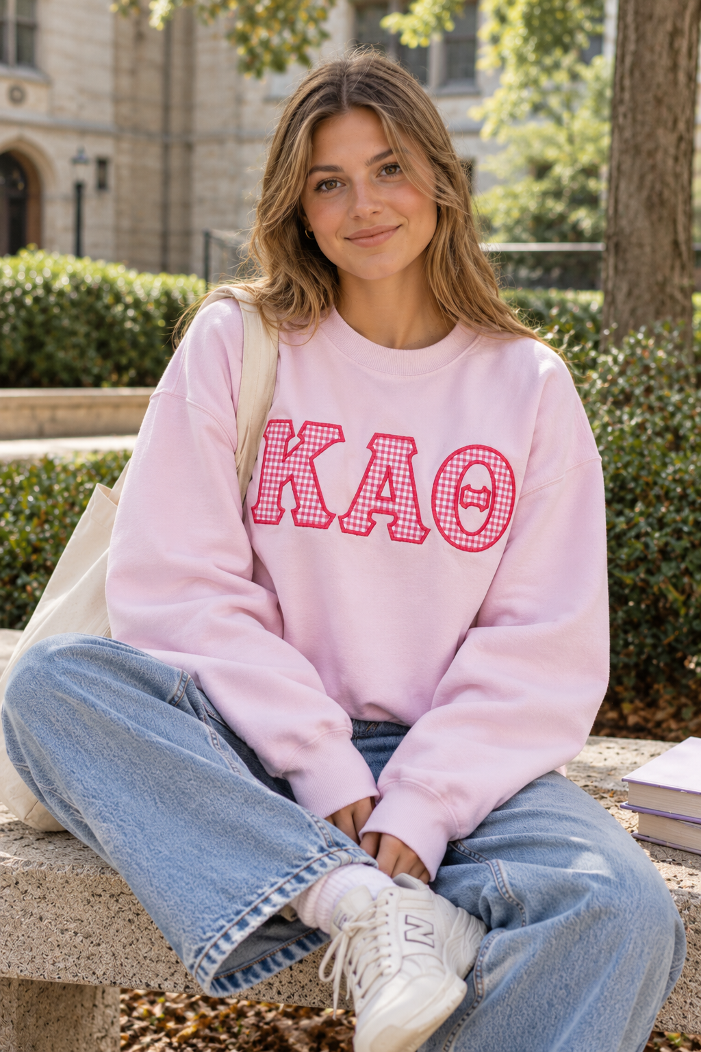 Kappa Alpha Theta Stitched Letter Shirt – ΚΑΘ Gingham Appliqué Tee, Sweatshirt or Hoodie