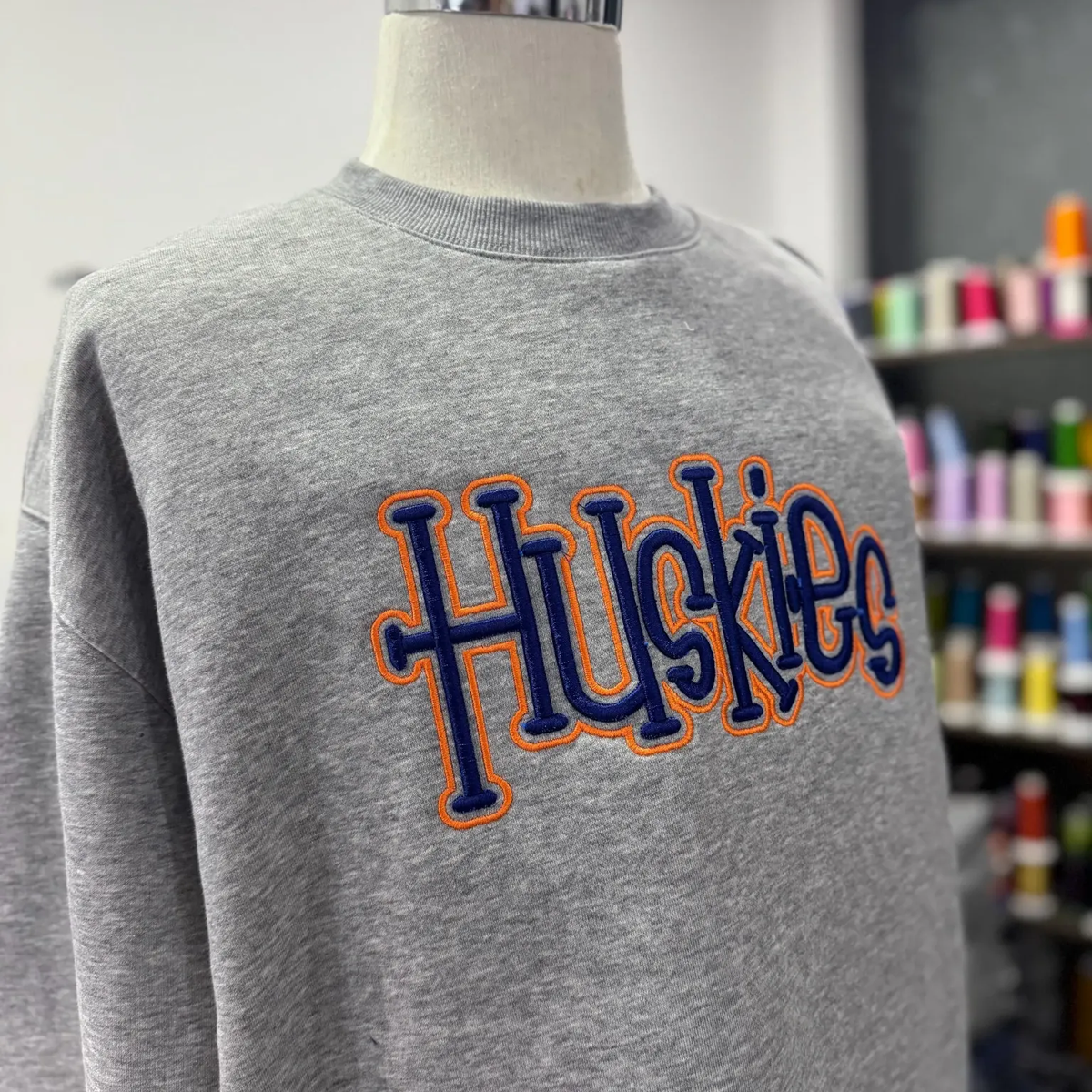 Embroidered Mascot Sweatshirt, Custom School Spirit Crewneck, Personalized Team Name Sweatshirt, Embroidered Varsity Merch Top