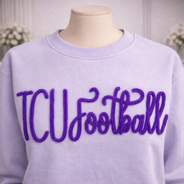Custom College Shirt, Chenille Script Embroidered Sweatshirt, Varsity Crewneck Pullover, Game Day Outfit, Football School Merch Gift