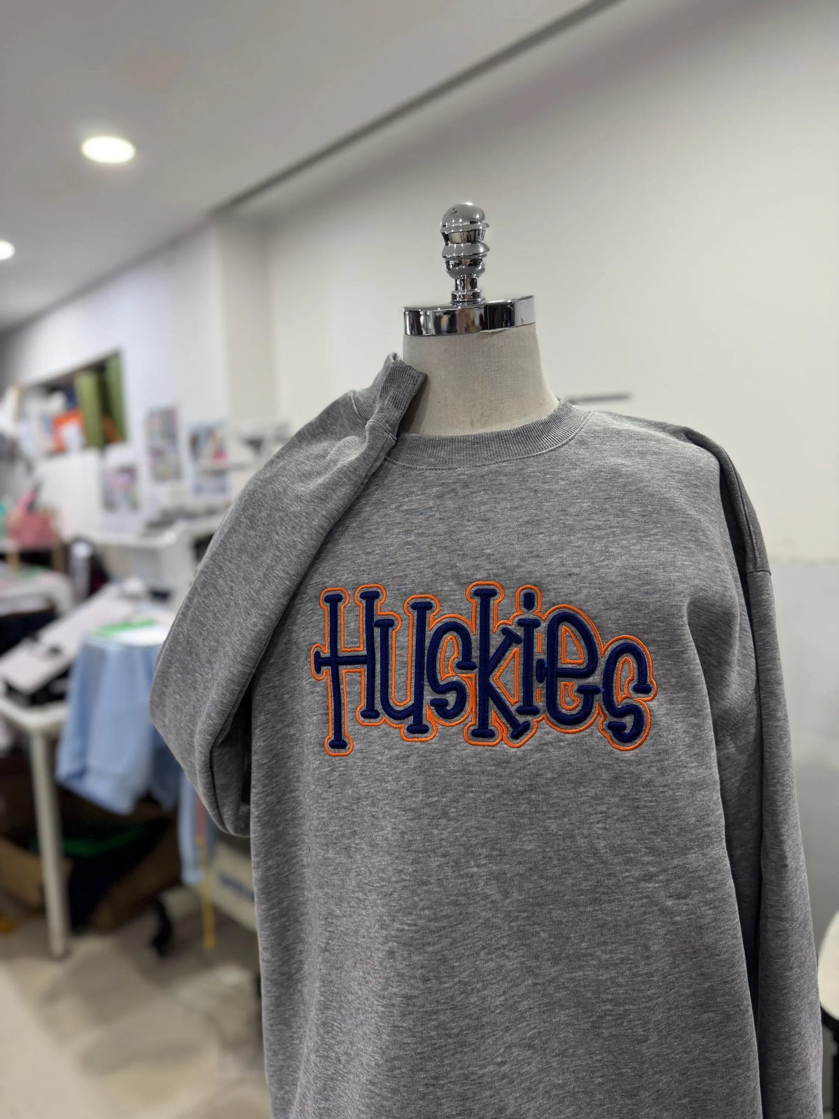 Embroidered Mascot Sweatshirt, Custom School Spirit Crewneck, Personalized Team Name Sweatshirt, Embroidered Varsity Merch Top
