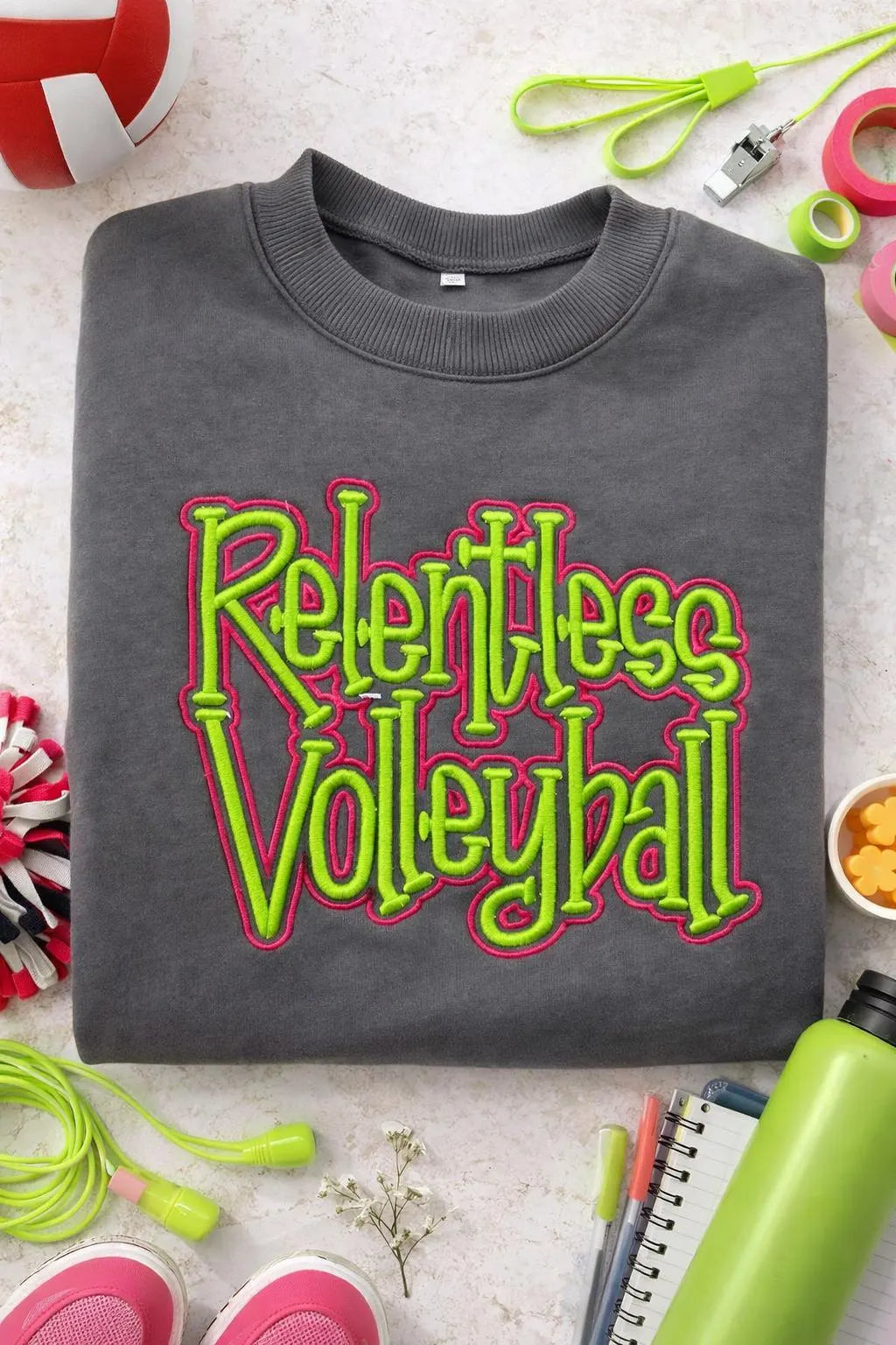 Volleyball Embroidered Sweatshirt, Custom Team Crewneck, Relentless Volleyball Shirt, Sport Team Apparel, Personalized Volleyball Gift