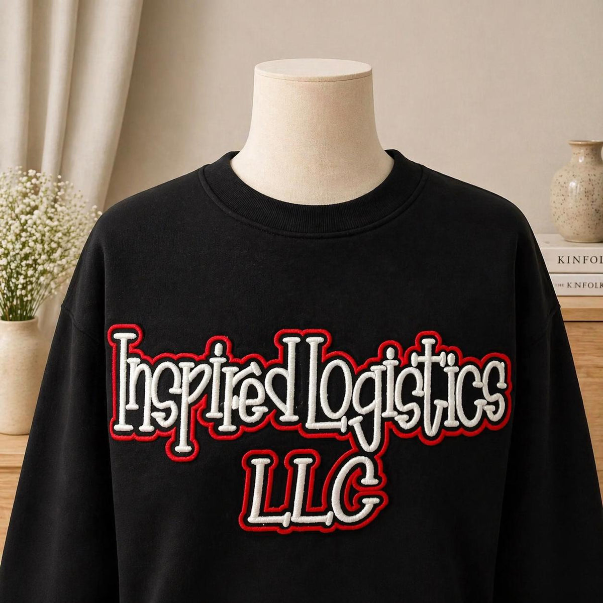 Custom Personalized 3D Puff Embroidered Sweatshirt, Business Name Crewneck, College University Merch Style, Raised Text Team Apparel Gift