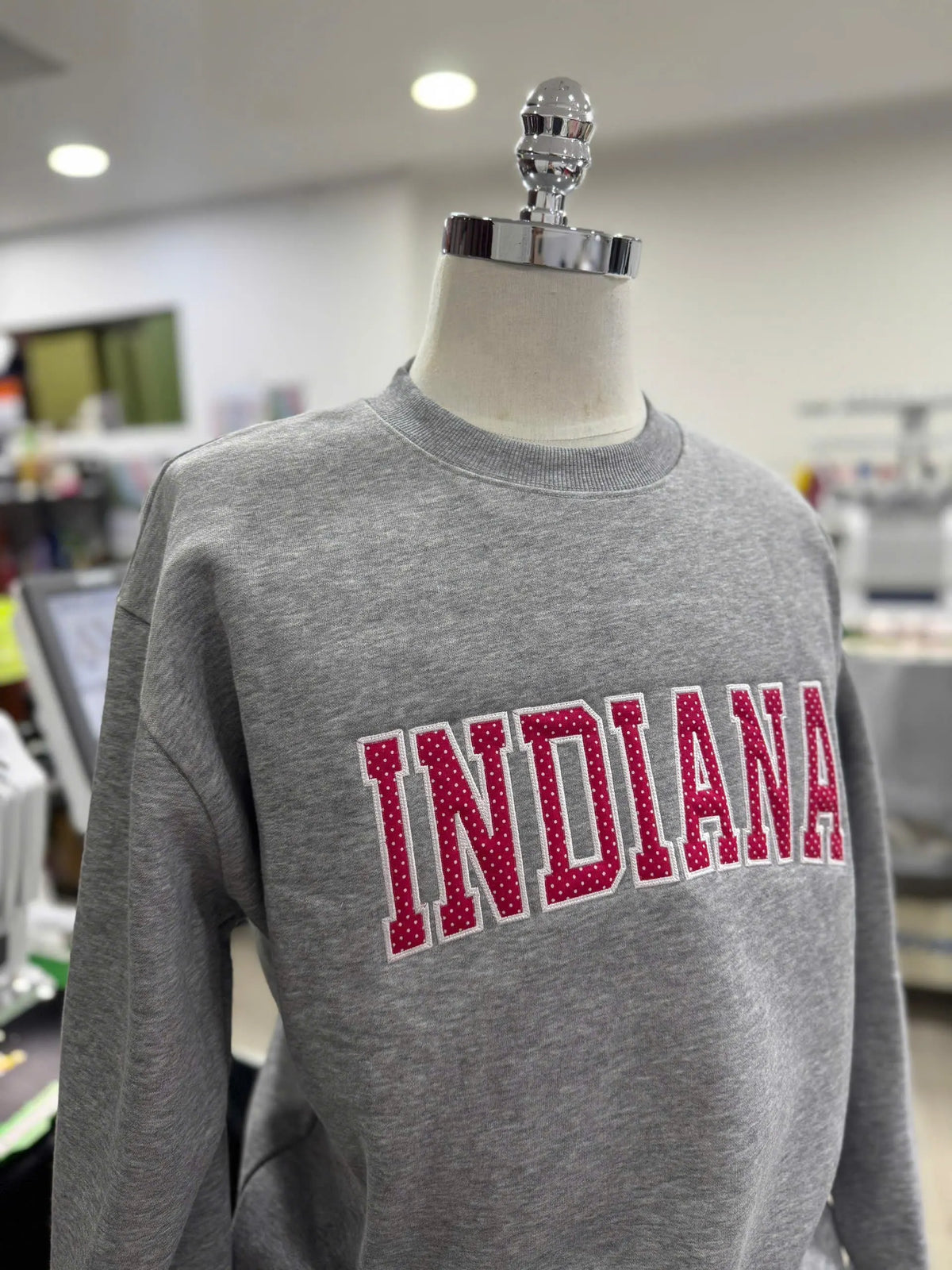 Custom Embroidered Sweatshirt, Polka Dot Applique Crewneck,Personalized College Style Pullover, Cozy State Pride Merch GiftInspired Top