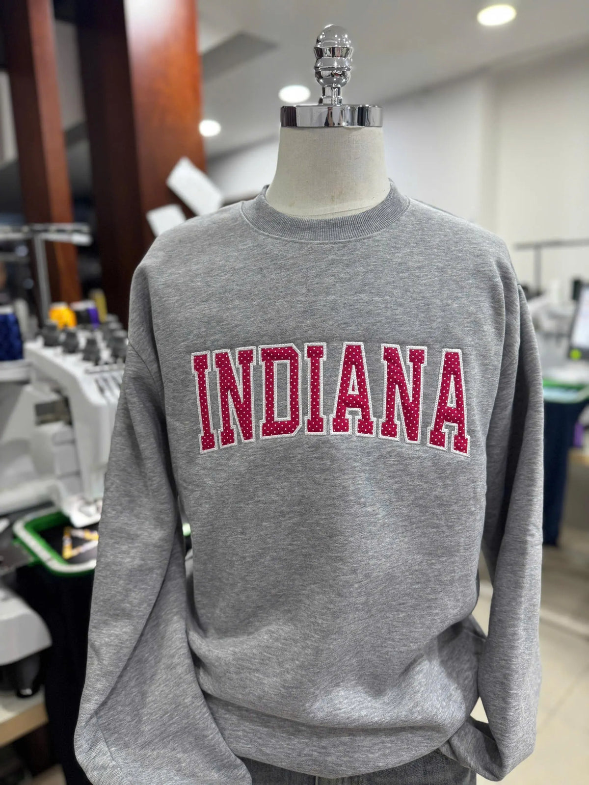 Custom Embroidered Sweatshirt, Polka Dot Applique Crewneck,Personalized College Style Pullover, Cozy State Pride Merch GiftInspired Top