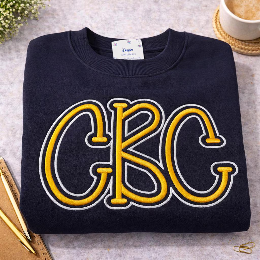 Custom Initials Embroidered Sweatshirt Personalized Monogram Crewneck,Varsity Letter Shirt,College University Merch Style Cozy Pullover Gift