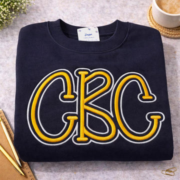 Custom Initials Embroidered Sweatshirt Personalized Monogram Crewneck,Varsity Letter Shirt,College University Merch Style Cozy Pullover Gift