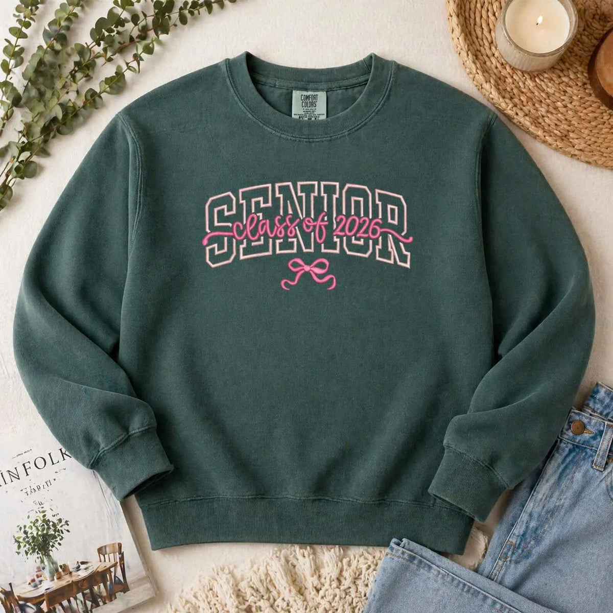 3D Puff Embroidered Senior Sweatshirt, Personalized Class of 2026 Crewneck, College Merch Graduation Gift, Varsity Style