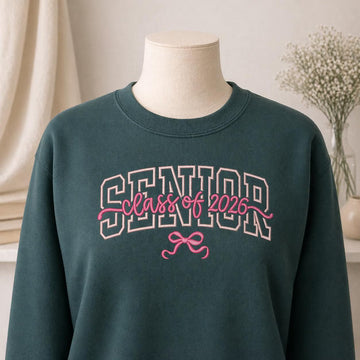 3D Puff Embroidered Senior Sweatshirt, Personalized Class of 2026 Crewneck, College Merch Graduation Gift, Varsity Style