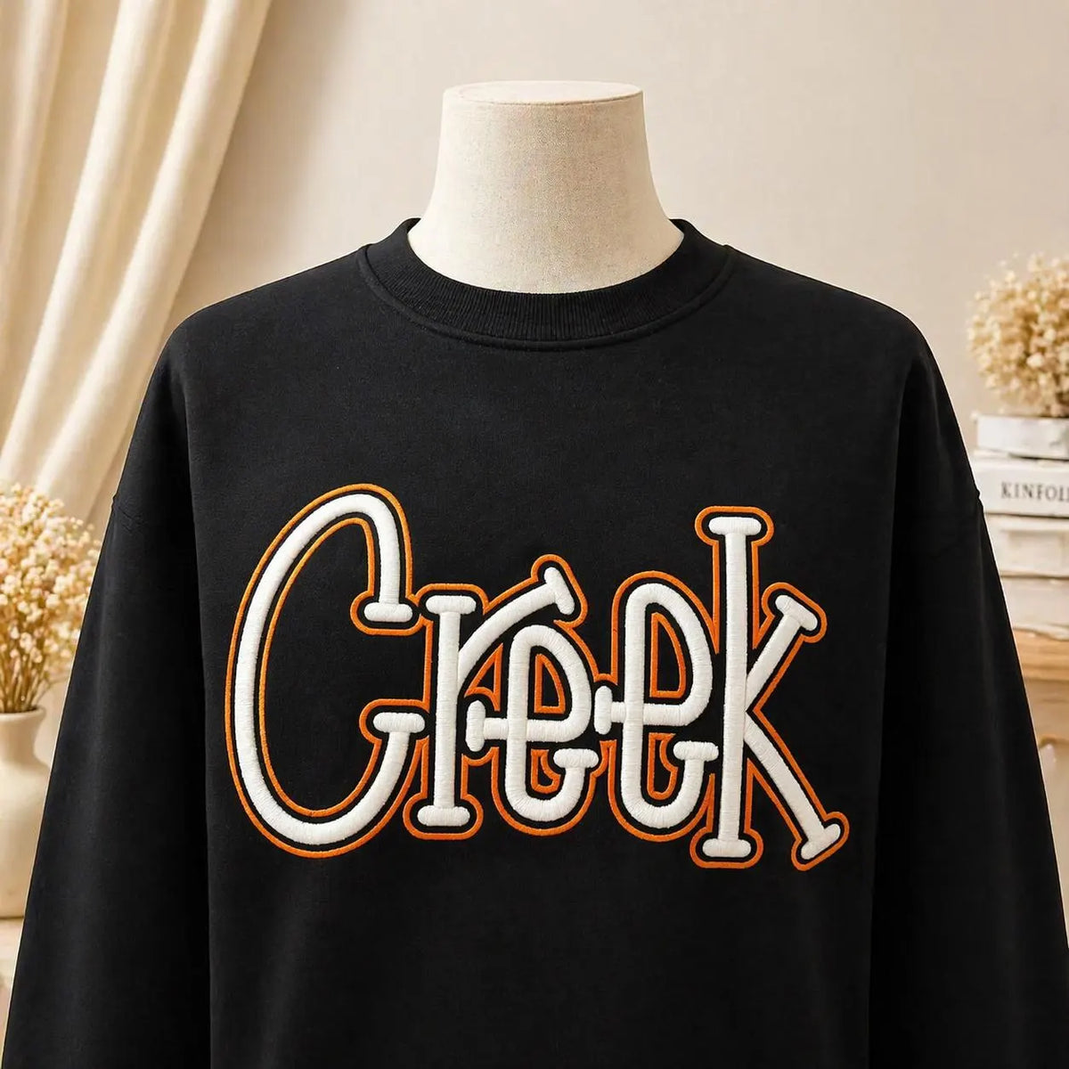 Custom Personalized 3D Puff Embroidered Sweatshirt, Varsity College Crewneck, Raised Puff Name Embroidery Gift