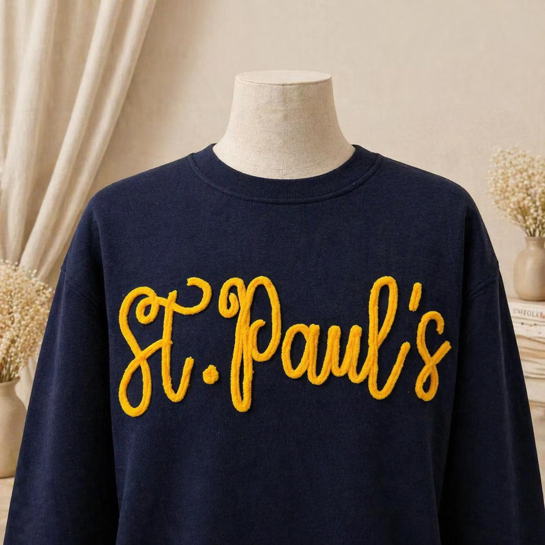 Custom Personalized Chenille Embroidered Sweatshirt, Script Name Crewneck, College Style Yarn Embroidery Merch Gift