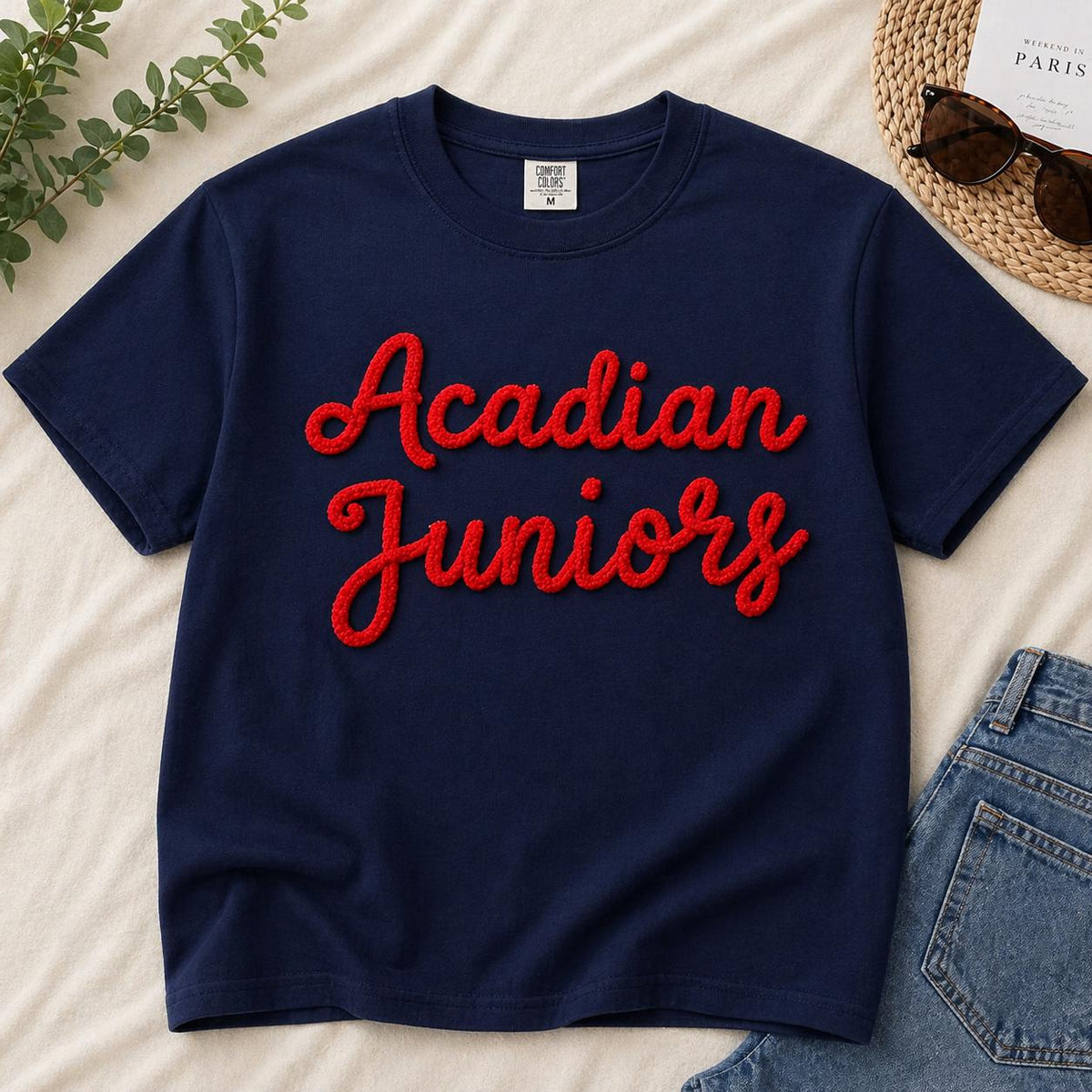 Personalized Chenille Embroidered Sweatshirt, Script Team Name Crewneck, Custom Group Shirt, Juniors Sweatshirt, School Spirit Merch Outfit