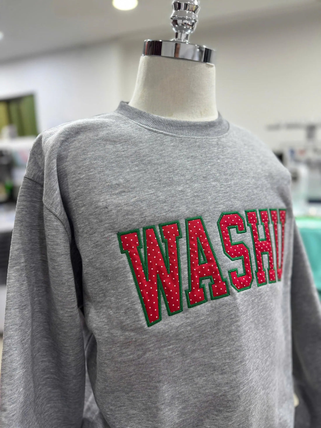 Custom Varsity Letter Embroidered Sweatshirt, Polka Dot Applique Crewneck, Personalized Name Pullover, Boutique College Campus Gift Top