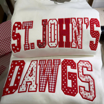 Custom School Name Applique Sweatshirt, Personalized Team Spirit Crewneck, Varsity Embroidered College Hoodie, Custom Mascot Shirt