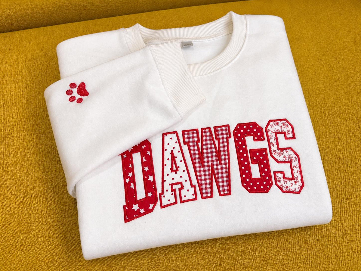 Custom School Name Applique Sweatshirt, Personalized Team Spirit Crewneck, Varsity Embroidered College Hoodie, Custom Mascot Shirt
