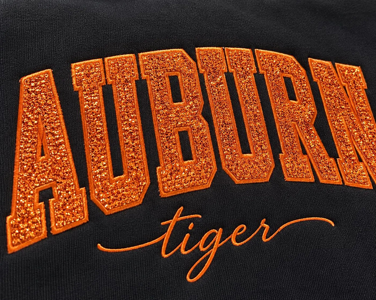 Glitter Football Sweatshirt, Sparkle Game Day Crewneck, Custom Team Color Applique Pullover, Stadium Tailgate Gift