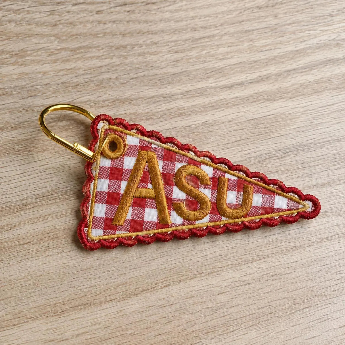 Custom Embroidered Pennant Flag Charm, Personalized Bag Tag, College Style Backpack Keychain, School Spirit Gift