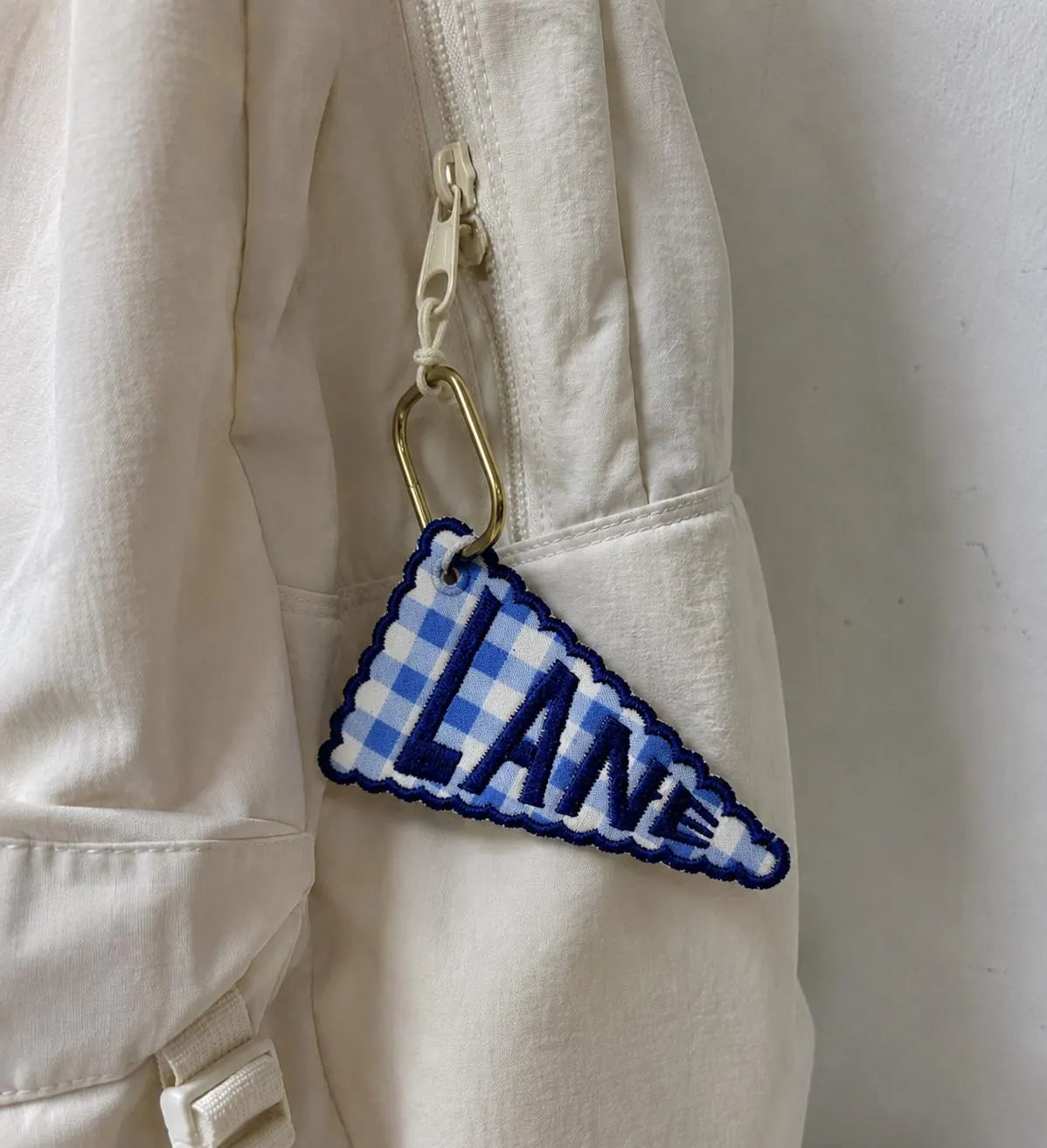 Custom Embroidered Pennant Flag Charm, Personalized Bag Tag, College Style Backpack Keychain, School Spirit Gift