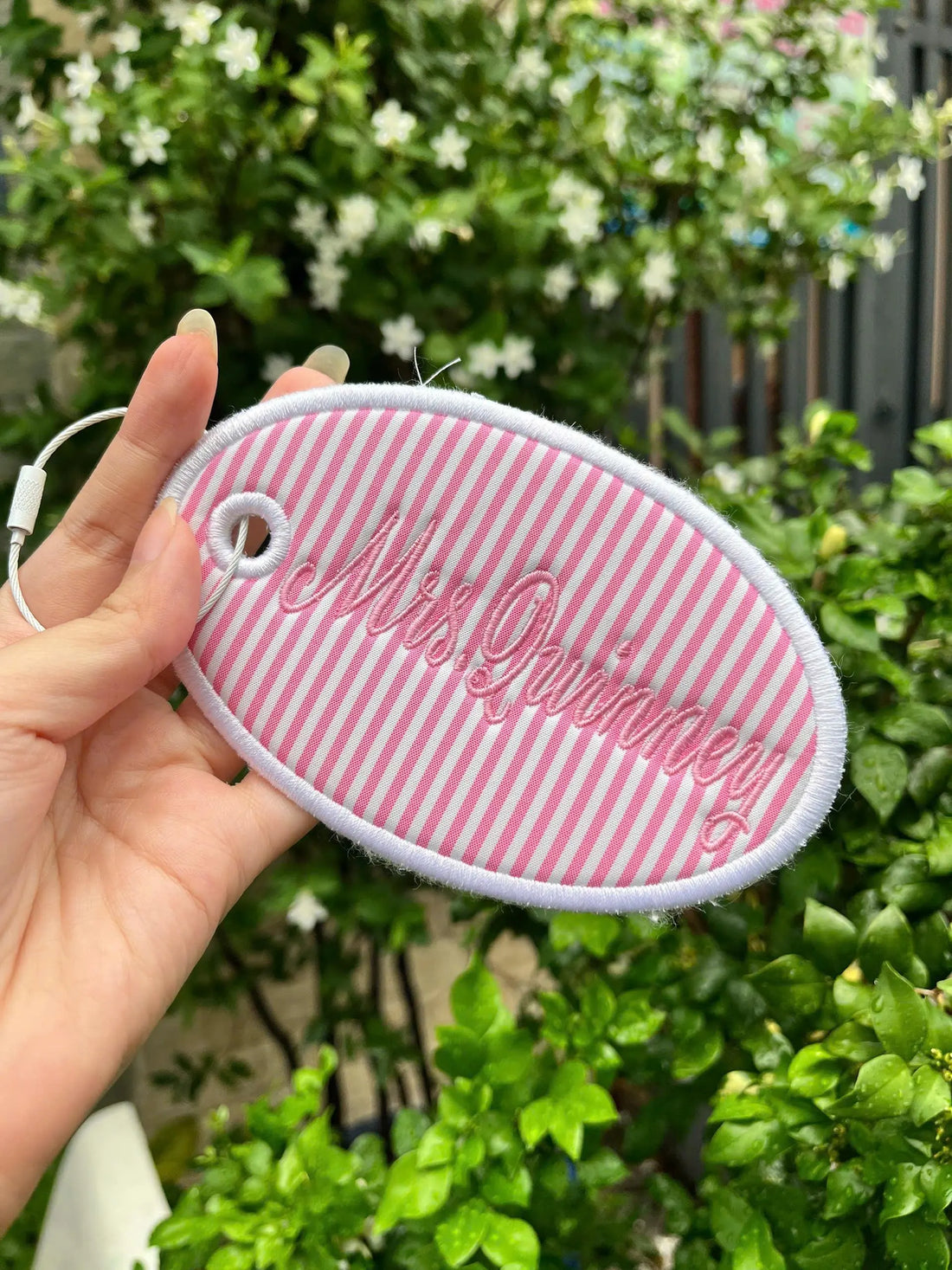 Custom Embroidered Name Tag, Personalized Bag Charm, Fabric Backpack Keychain, Cute Shape Name Patch, School Bag Gift