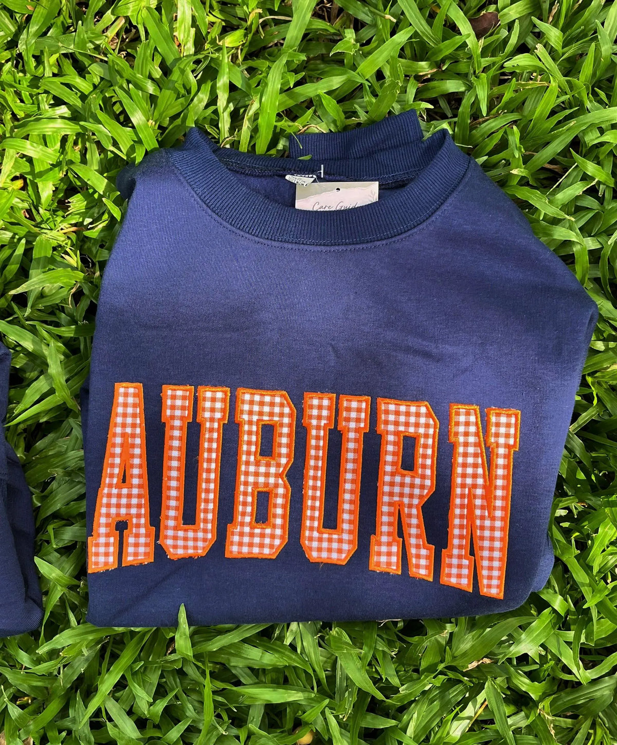 Custom Gingham Applique Sweatshirt, Personalized School Color Crewneck, College Style Game Day Pullover, Student Gift
