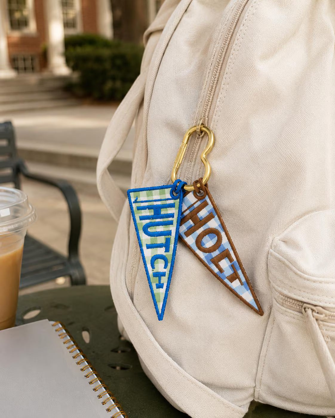 Personalized College Bag Charm, Custom Flag Bag Charm, Embroidered Backpack Charm, Sorority Style Tote Charm, Big Little Gift
