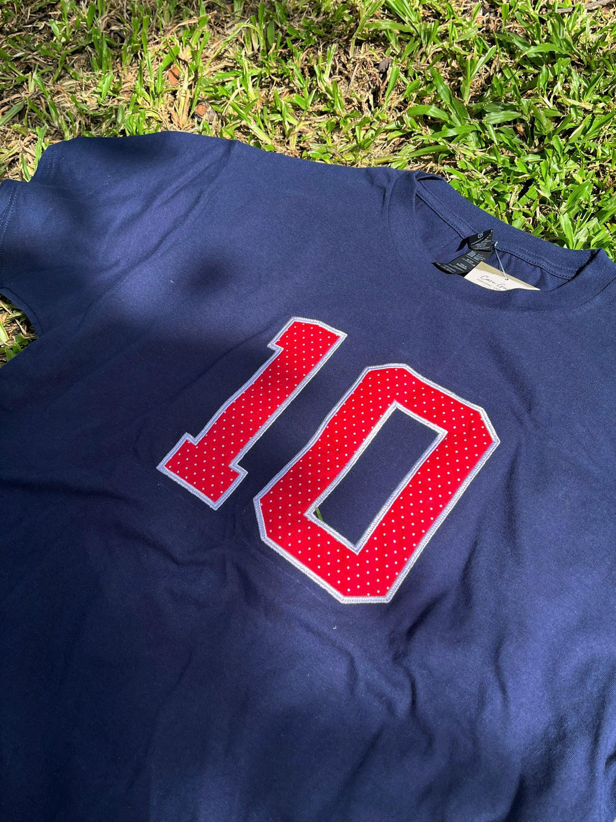 Personalized Varsity Shirt or Sweatshirt, Custom Gingham Polka Dot Applique Top, School Spirit Tee, Mascot Gift