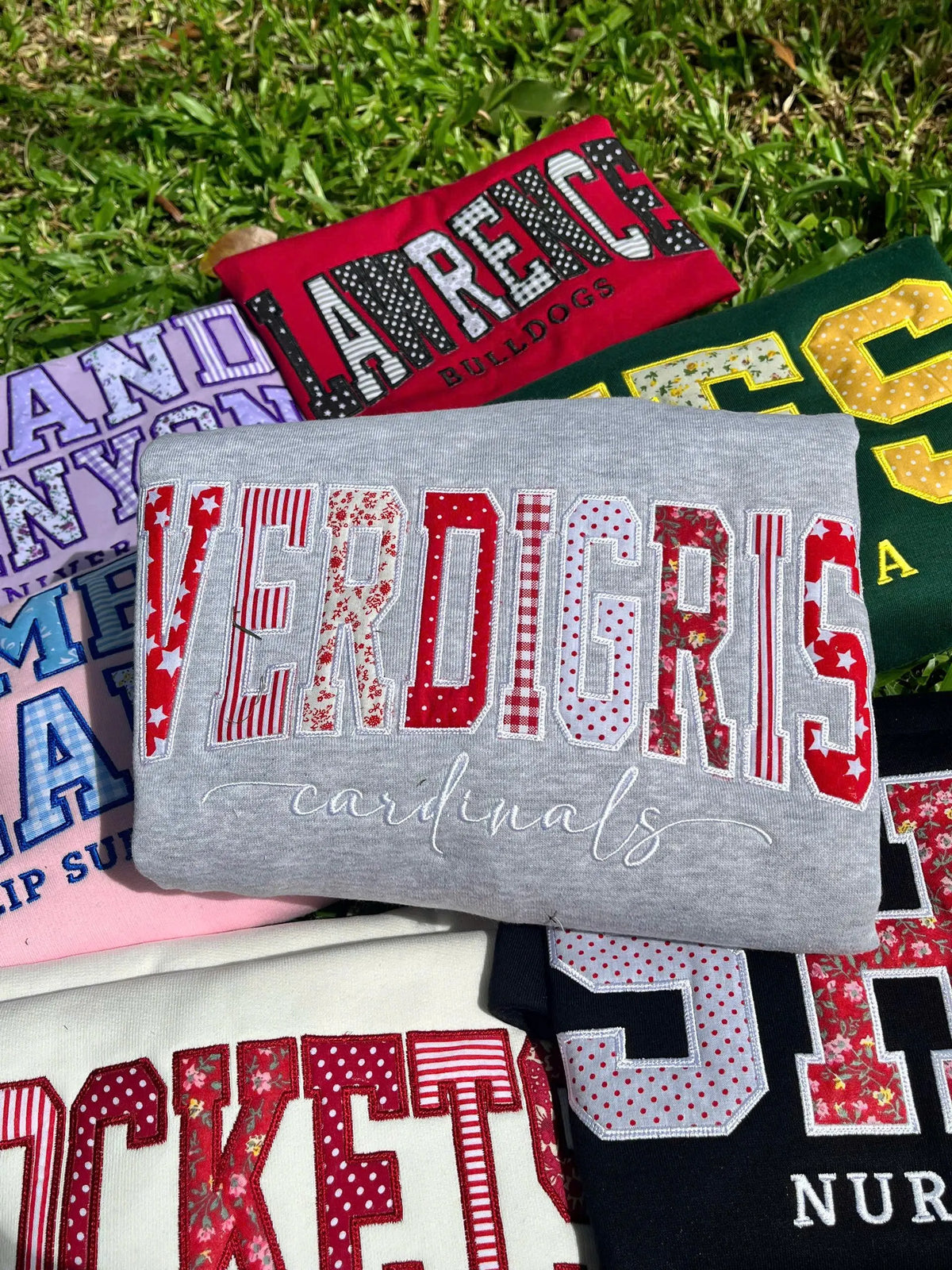 Personalized Varsity Shirt or Sweatshirt, Custom Patchwork Applique Top, Embroidered Team Name Club Sorority Gift