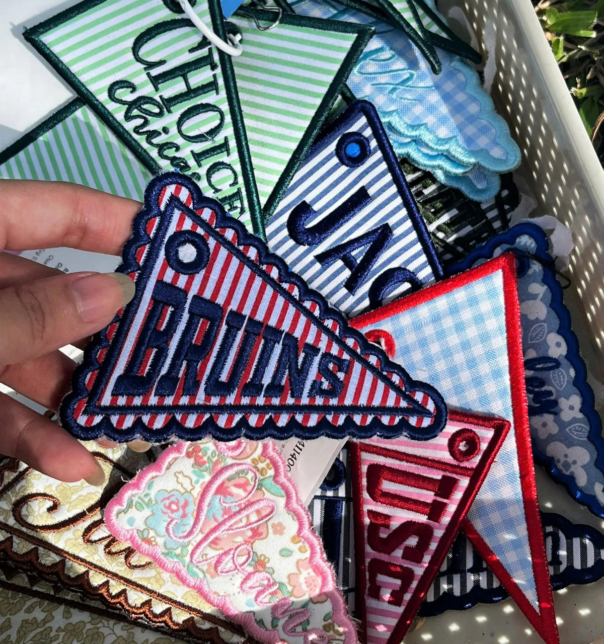 Custom Embroidered Pennant Flag Keychain, Personalized School Spirit Bag Tag, Game Day Backpack Charm, Team Name Gift, Spirit Merch Gift