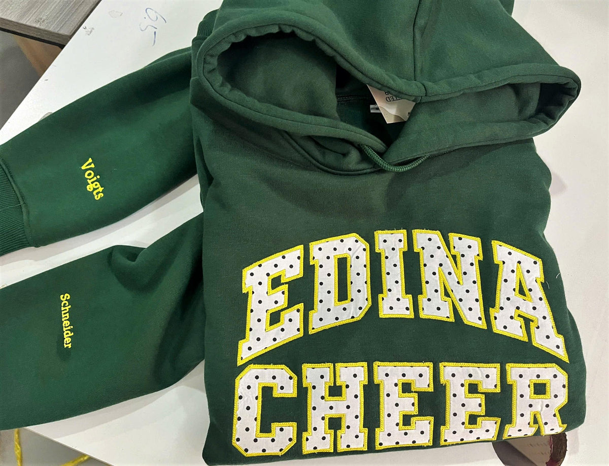 Personalized Varsity Shirt or Sweatshirt, Custom Gingham Polka Dot Applique Top, School Spirit Tee, Mascot Gift