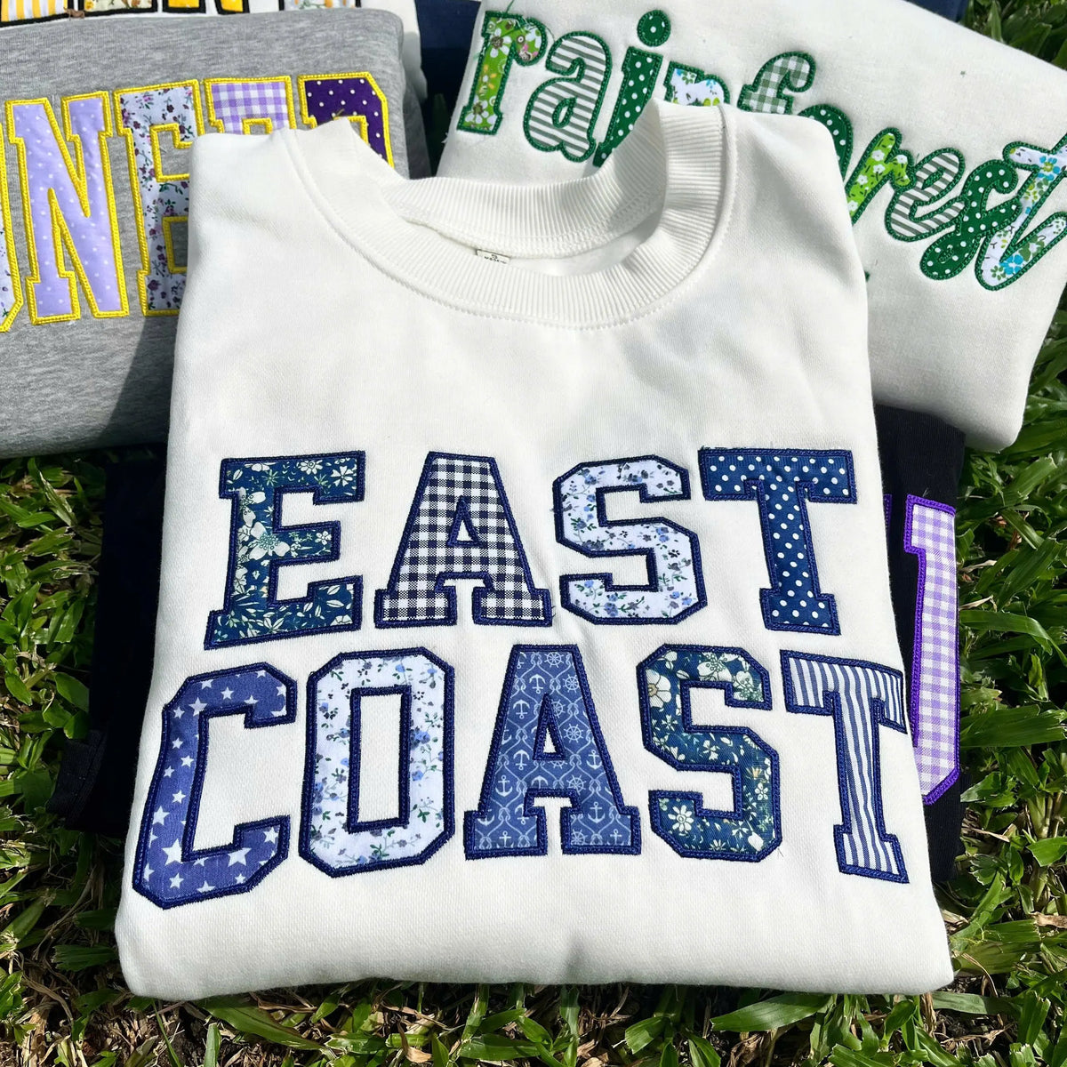 Personalized Varsity Sweatshirt, Patchwork Applique Campus Crewneck, Custom Team Name Pullover, Class Group Shirt, Spirit Gift