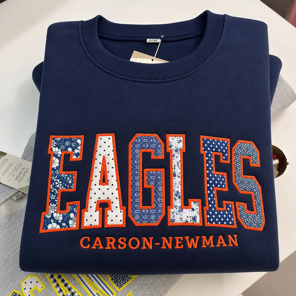 Custom Patchwork Letter Sweatshirt, Personalized Campus Crewneck, Team Name Pullover, School Club Shirt, Mascot Spirit Gift