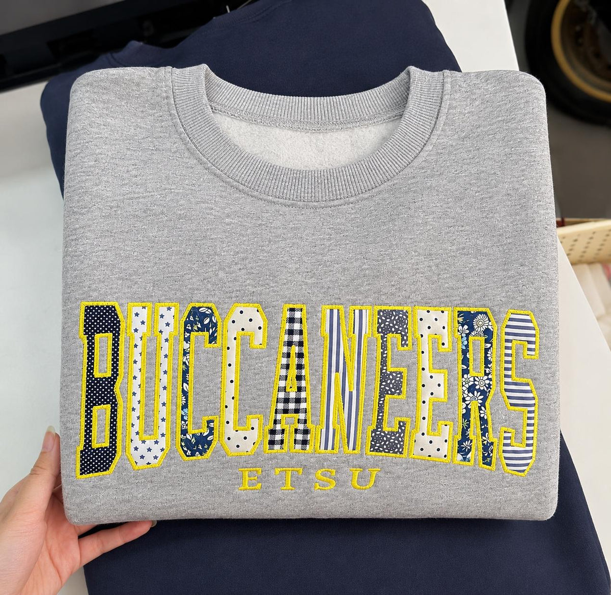 Custom Patchwork Letter Sweatshirt, Personalized Campus Crewneck, Team Name Pullover, School Club Shirt, Mascot Spirit Gift