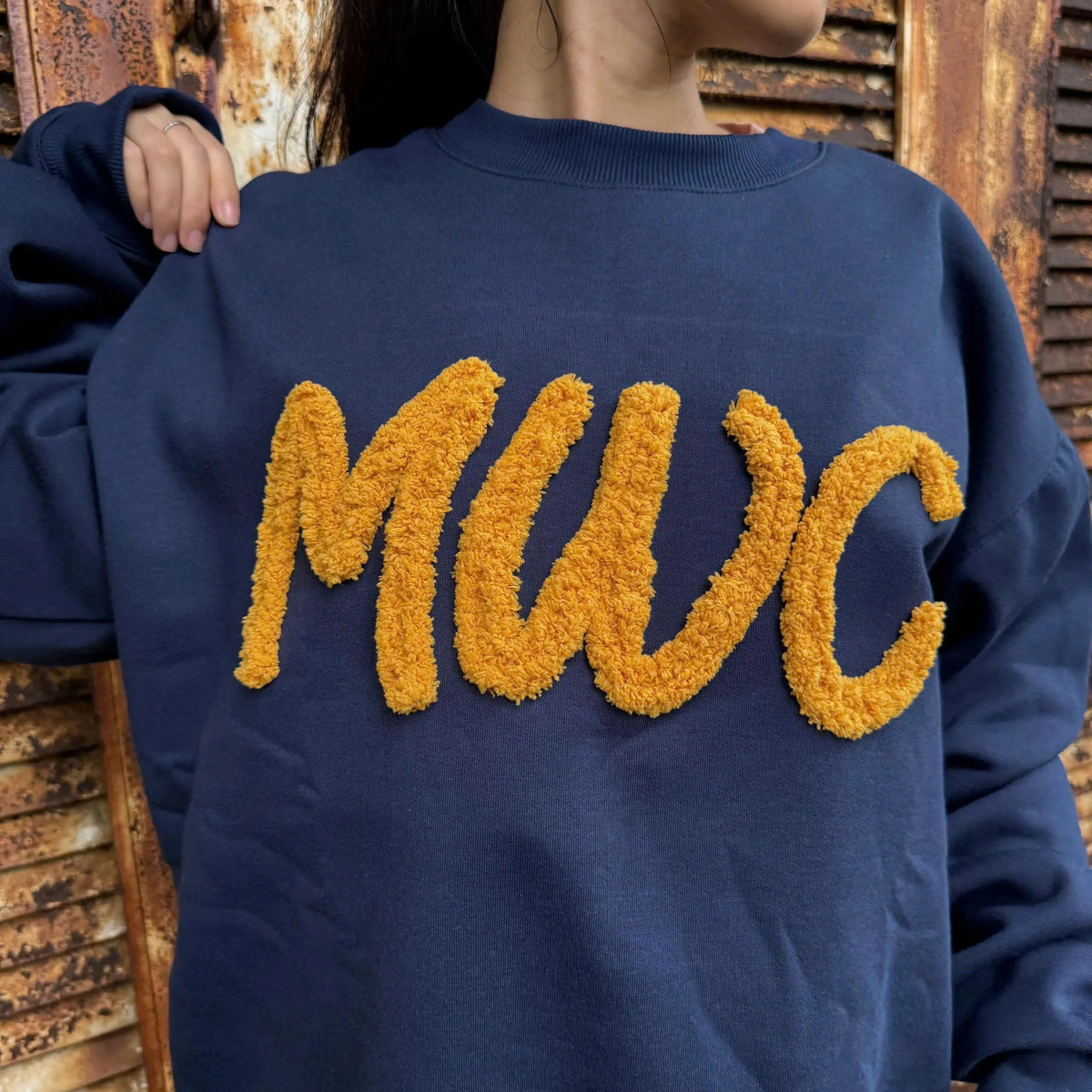 Custom Chenille Name Sweatshirt, Personalized Fuzzy Yarn Crewneck, Team Script Pullover, Mascot Shirt, School Spirit Gift