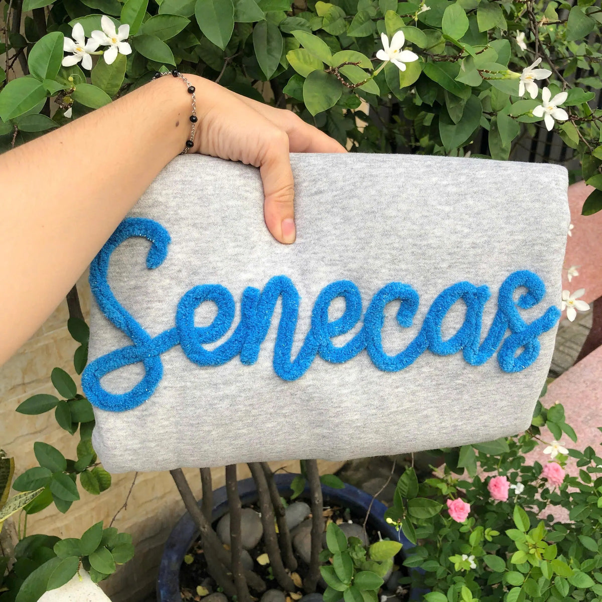 Custom Chenille Name Sweatshirt, Personalized Fuzzy Yarn Crewneck, Team Script Pullover, Mascot Shirt, School Spirit Gift