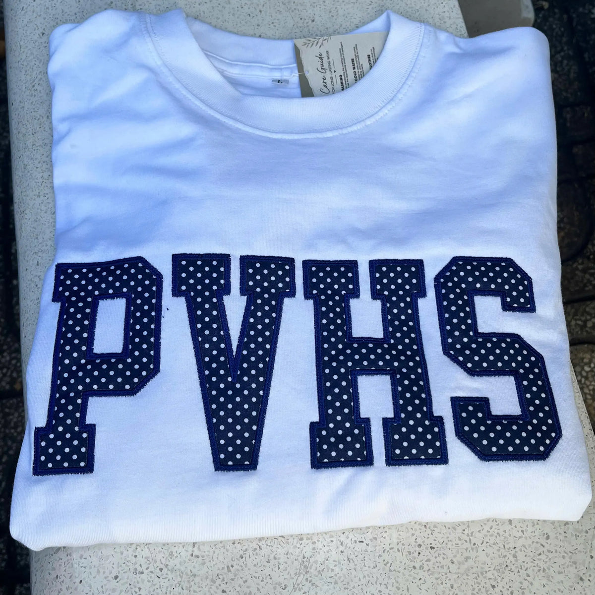 Custom Embroidered Spirit Wear Sweatshirt, Personalized Polka Dot Mascot Crewneck, Student Section, Pep Rally, Team Fan and Booster Mom Gift
