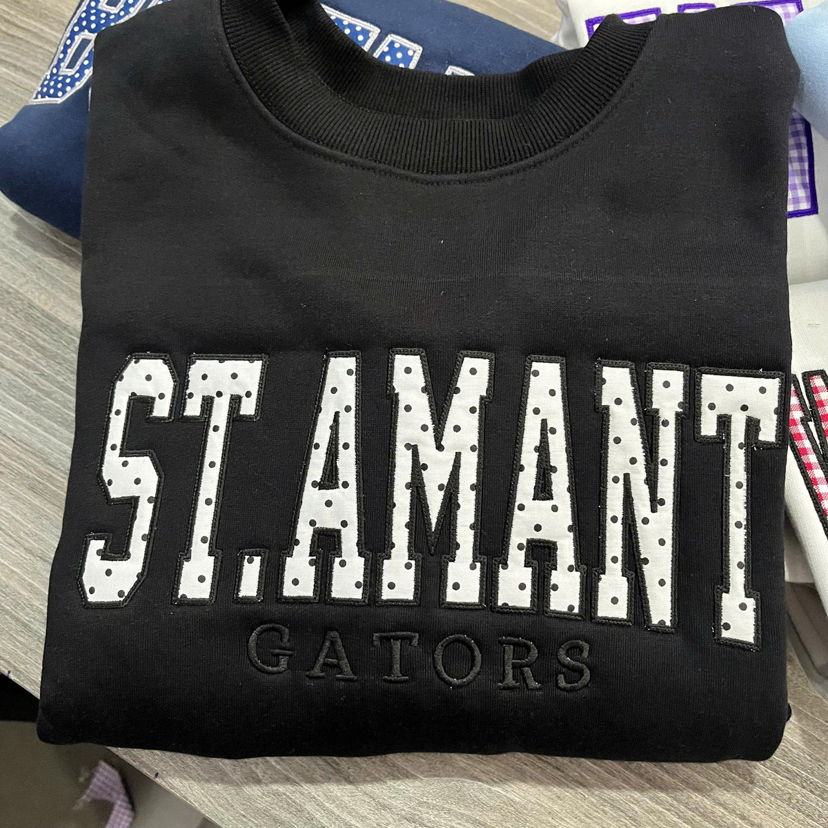 Custom Embroidered Polka Dot Applique Sweatshirt, Personalized Greek Letter Sorority Crewneck, Recruitment, Rush Week and Sisterhood Gift